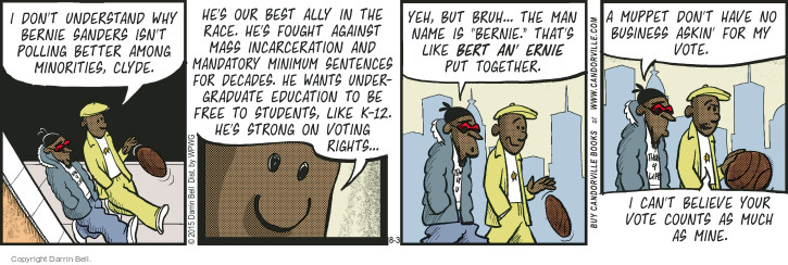 Comic Strip Darrin Bell  Candorville 2015-08-03 2016 Election Bernie Sanders
