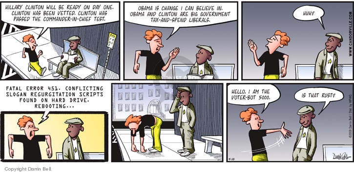 Comic Strip Darrin Bell  Candorville 2008-04-20 2008 election endorsement