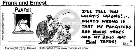 Comic Strip Bob Thaves Tom Thaves  Frank and Ernest 1976-01-26 subtraction