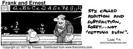 Comic Strip Bob Thaves Tom Thaves  Frank and Ernest 1977-05-12 subtraction