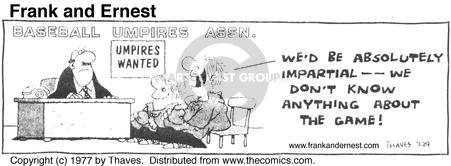 Comic Strip Bob Thaves Tom Thaves  Frank and Ernest 1977-07-29 baseball score