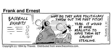 Comic Strip Bob Thaves Tom Thaves  Frank and Ernest 1994-06-21 throw baseball