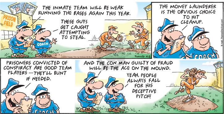 Comic Strip Bob Thaves Tom Thaves  Frank and Ernest 2018-04-08 baseball hit