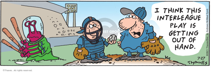 Comic Strip Bob Thaves Tom Thaves  Frank and Ernest 2021-07-27 baseball bat