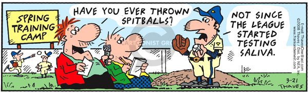 Comic Strip Bob Thaves Tom Thaves  Frank and Ernest 2008-03-21 baseball training camp