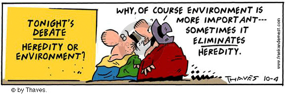 Comic Strip Bob Thaves Tom Thaves  Frank and Ernest 2001-10-04 heredity environment