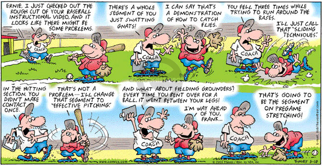 Comic Strip Bob Thaves Tom Thaves  Frank and Ernest 2003-05-18 baseball slide