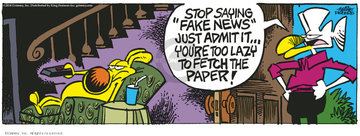 Stop saying fake news. Just admit it � Youre too lazy to fetch the paper!
