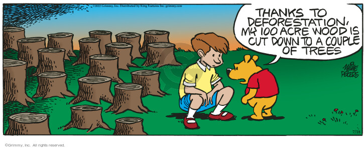 Thanks to deforestation, my 100 Acre Wood is cut down to a couple of trees.
