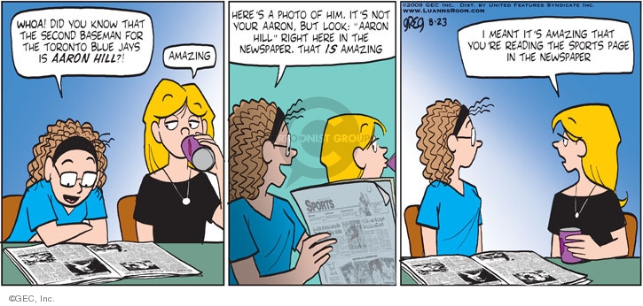 Comic Strip Greg Evans  Luann 2009-08-23 baseball