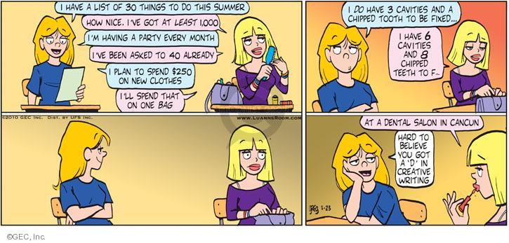 Comic Strip Greg Evans  Luann 2010-05-23 3-D