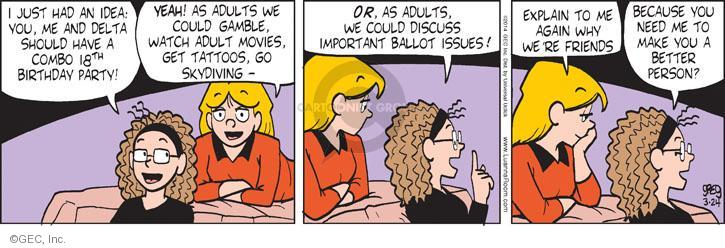 Comic Strip Greg Evans  Luann 2014-03-24 18th birthday