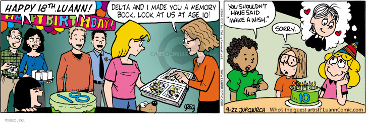 Comic Strip Greg Evans  Luann 2014-09-22 18th birthday