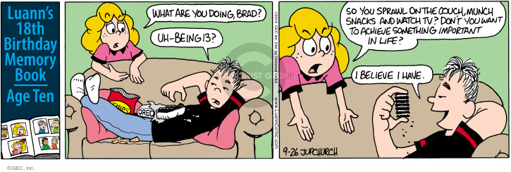 Comic Strip Greg Evans  Luann 2014-09-26 18th birthday