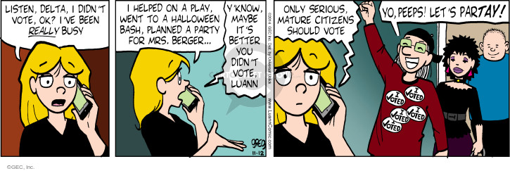 Comic Strip Greg Evans  Luann 2014-11-12 2014 election