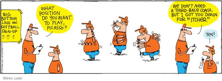 Comic Strip Mike Lester  Mike du Jour 2014-06-10 softball