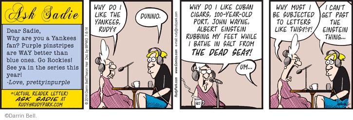 Comic Strip Darrin Bell  Rudy Park 2014-07-08 baseball