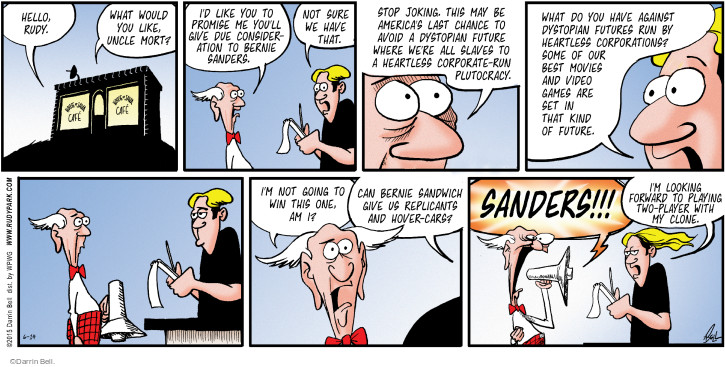 Comic Strip Darrin Bell  Rudy Park 2015-06-14 2016 Election Bernie Sanders