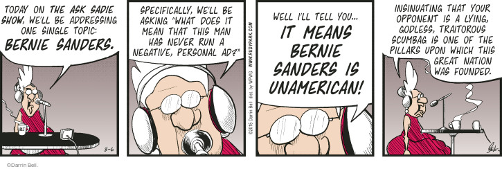 Comic Strip Darrin Bell  Rudy Park 2015-08-06 2016 Election Bernie Sanders