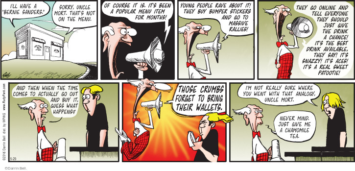 Comic Strip Darrin Bell  Rudy Park 2016-05-29 2016 Election Bernie Sanders