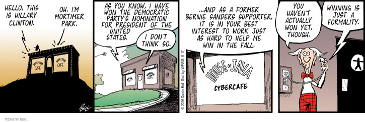 Comic Strip Darrin Bell  Rudy Park 2016-06-17 2016 Election Bernie Sanders