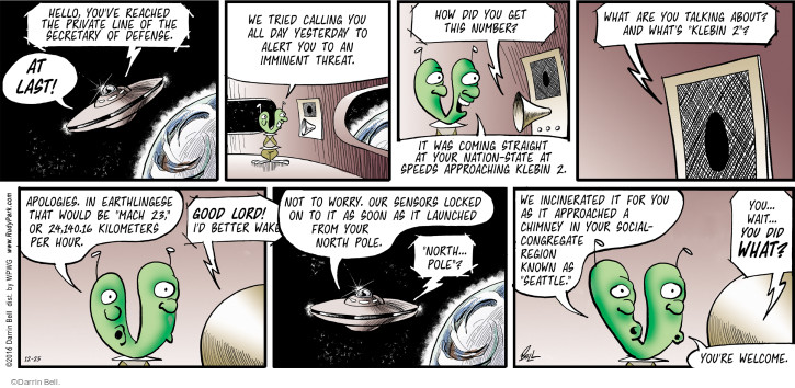 Comic Strip Darrin Bell  Rudy Park 2016-12-25 24 hours