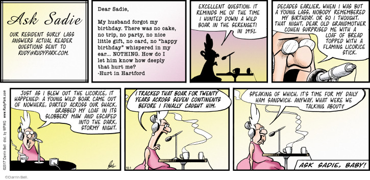 Comic Strip Darrin Bell  Rudy Park 2017-10-01 1950s