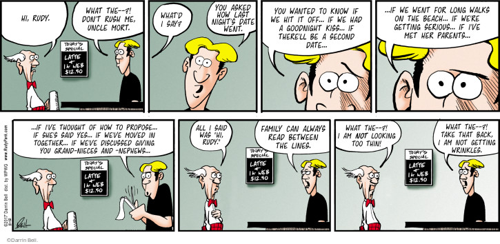 Comic Strip Darrin Bell  Rudy Park 2017-11-12 $12